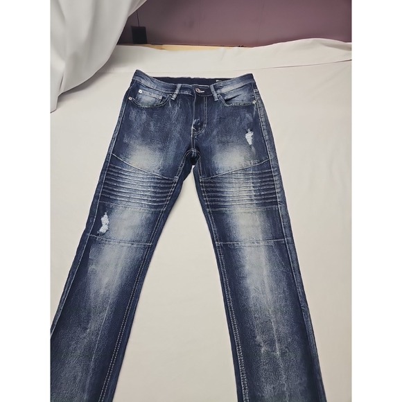 Southpole  Men's Biker/Moto Denim Pants Blue Size 30x32 Distressed - Picture 4 of 14